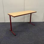 schooltafel, leraartafel 130x50 cm, licht beuken - rood