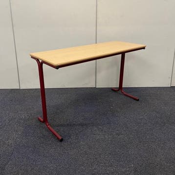 schooltafel, leraartafel 130x50 cm, licht beuken - rood, Huis en Inrichting, Gebruikt