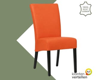 Leren eetkamerstoel Just - Toledo Orange (oranje) - Poten, Overige kleuren, Bohemian, Eigentijds, Klassiek, Retro, Romantisch, Scandinavisch