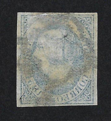 Espagne 1851 - Élisabeth II 6r Bleu - Certificat Brun -, Gestempeld
