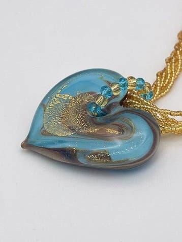 24 karaat - Murano-glas, Geel goud - Ketting met hanger -