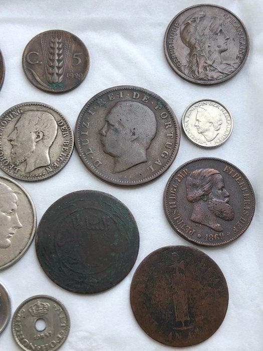 Wereld. Lot of 21 coins incl. Silver Lot de 21 Monnaies, Postzegels en Munten, Munten | Europa | Niet-Euromunten