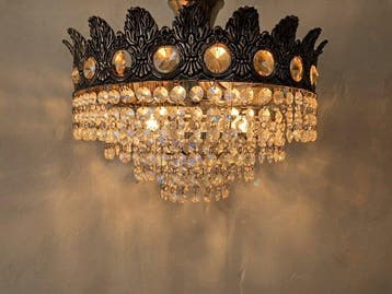 Lamp - Uitzonderlijke vintage kroonluchter in kroonstijl met, Antiek en Kunst, Antiek | Verlichting