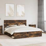 vidaXL Bedframe Rook Eiken 200 x 200 cm Massief grenenhout, Verzenden, Nieuw