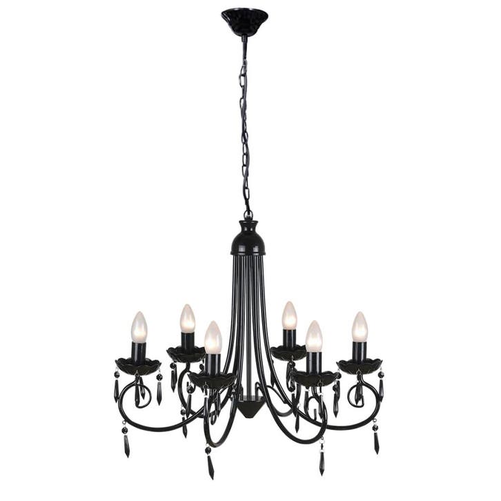 vidaXL Plafondlamp kroonluchter 6 lampjes zwart, Maison & Meubles, Lampes | Lustres, Envoi