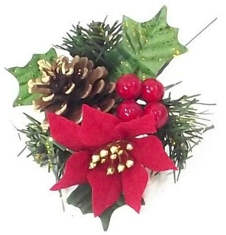 Kerstbijsteker Kerstroos Dennenappel en Besjes per stuk, Huis en Inrichting, Woonaccessoires | Kunstplanten en Kunstbloemen, Nieuw