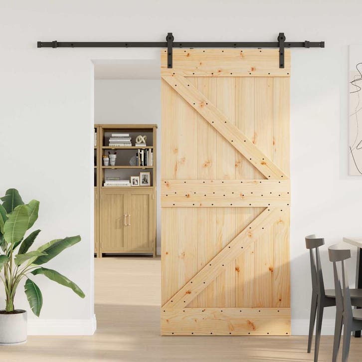 vidaXL Schuifdeur NARVIK Naturel en Zwart 100 x 210 cm, Doe-het-zelf en Bouw, Deuren en Vliegenramen, Nieuw, Verzenden