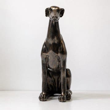 sculptuur, Elegant Dark Greyhound Figurine in Graceful
