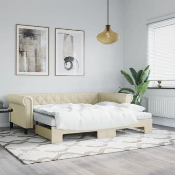 vidaXL Slaapbank onderschuifbed en matrassen 90x200 cm, Huis en Inrichting, Verzenden, Nieuw
