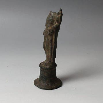 Oud-Romeins Brons Beeldje Fortuna met sokkel (Zonder