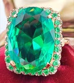 Sans prix de réserve - Bague - 9 carats Or rose Émeraude -, Bijoux, Sacs & Beauté, Bagues