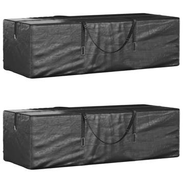 vidaXL Opbergtassen tuinkussens 2 st 135x40x55 cm polyetheen, Tuin en Terras, Verzenden, Nieuw