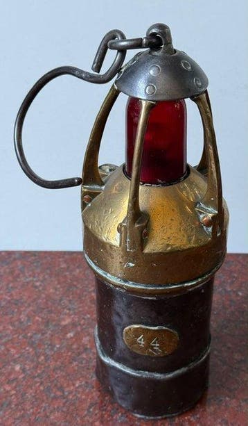 Plafondlamp - Staal, Messing - Authentic Electric Miner