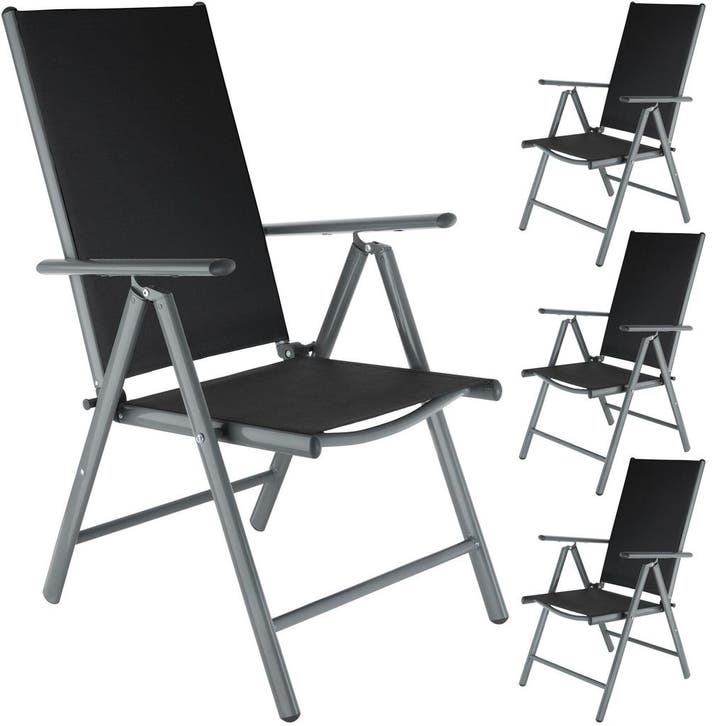 tectake Opvouwbare aluminium tuinstoelen - antraciet / zwart, Tuin en Terras, Overige Tuin en Terras, Verzenden