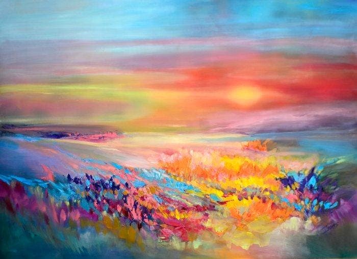 Isabel Tapias T - Tarde cálida XXL. No reserve. Obra, Antiquités & Art, Art | Peinture | Moderne