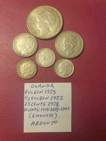 Nederland. 10, 25 Cents, 1/2, 1 Gulden Lot 6 x (Zonder