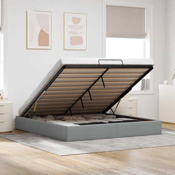 vidaXL Bedframe zonder matras 160x200 cm stof lichtgrijs, Maison & Meubles, Verzenden