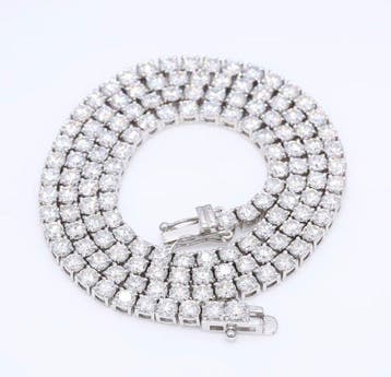 Chaîne - 14 carats Or blanc - 14.00ct. tw. Diamant (Cultivé