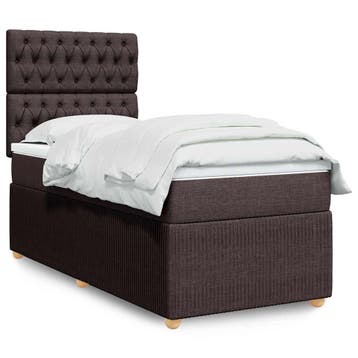 vidaXL Boxspring met matras stof donkerbruin 100x200 cm, Verzenden, Nieuw