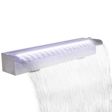 vidaXL Zwembadwaterval met LEDs rechthoekig 60 cm roestvrij, Verzenden