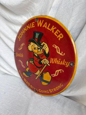 Johnnie Walker Scotch Whisky emaille reclamebord – Scrooge, Verzamelen, Nieuw