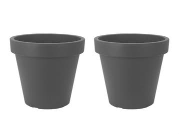 Set van 2 stuks Kunststof Bloempot Antraciet Ø29cm, Tuin en Terras, Ophalen of Verzenden, Nieuw
