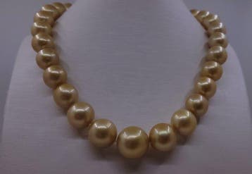 Collier - 14 carats Or jaune, Perles des Mers du Sud doré