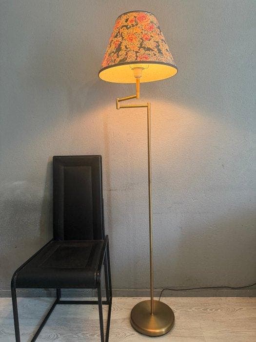 Kullman Lampen - Lampadaire - Laiton, Textile - Un, Antiquités & Art, Curiosités & Brocante