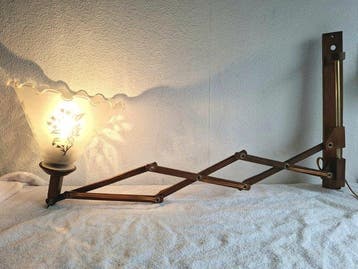 Lampe ciseaux - Bois, Verre - Casquette ajustable