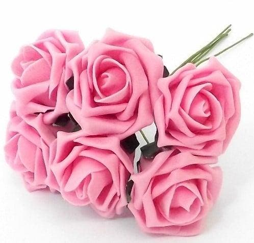 Foamroos Champion Pinkroze 6,5 cm bundel 6 stuks, Maison & Meubles, Accessoires pour la Maison | Plantes & Fleurs artificielles