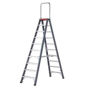 Altrex dubbele trapladder Falco 2×10 treden Met Steunbeugel, Doe-het-zelf en Bouw, Ladders en Trappen, Ophalen of Verzenden, Nieuw