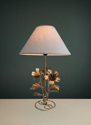 Tafellamp - Betoverende bloemen - Metaal, Textiel, Antiek en Kunst