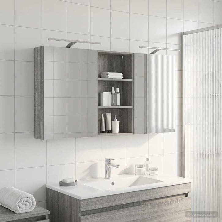 vidaXL Badkamerkast set 3 pcs 140 x 14,5 x 70 cm Bewerkt, Huis en Inrichting, Tafels | Kaptafels, Nieuw, Verzenden