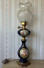Tafellamp - Porselein, Glas, Messing