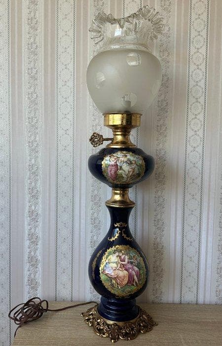 Tafellamp - Porselein, Glas, Messing, Antiquités & Art, Curiosités & Brocante