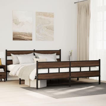 vidaXL Bedframe zonder matras metaal bruin eikenkleur, Verzenden, Nieuw