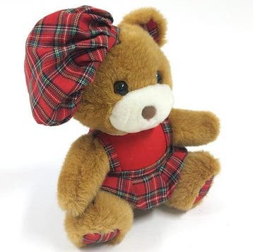 Vintage IBBT teddybeer in kerstoutfit met tartanmotief, 1993, Verzenden, Nieuw