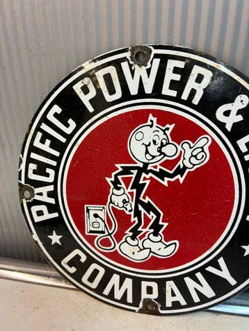 Pacific Power & Light Company – Rond Emaille Reclamebord –