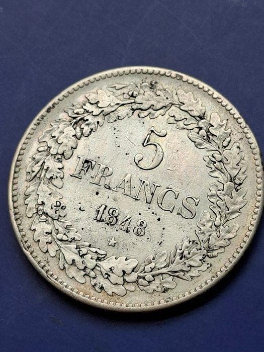 België. Leopold I. 5 Francs 1848, Timbres & Monnaies, Monnaies | Pays-Bas
