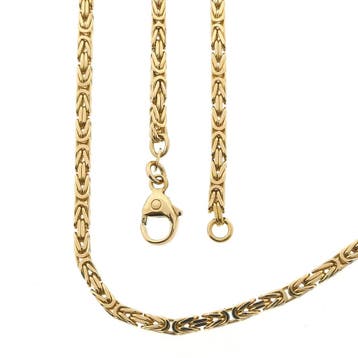 Gouden vierkante koningsschakel ketting, Handtassen en Accessoires, Kettingen, Ophalen of Verzenden, Gebruikt, Goud, Goud