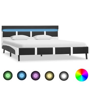 vidaXL Bedframe met LED kunstleer grijs 120x200 cm, Huis en Inrichting, Verzenden, Nieuw