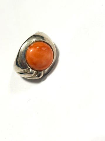 Koraal - Zilver - Ring, Antiek en Kunst