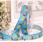 Lint met draad blauwe paashaasjes blue taffeta easter rabbit, Nieuw