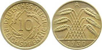 10 Pfennig Duitsland 10 Reichspfennig 1930 A stgl J 317, Verzenden