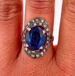 Zonder minimumprijs - Ring - 9 kt. Roségoud, Zilver Saffier, Nieuw
