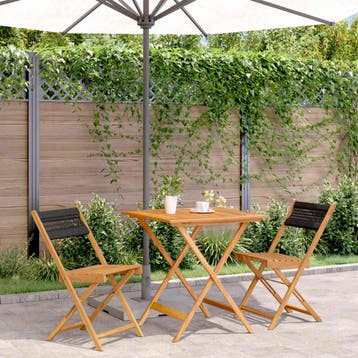 vidaXL 3-delige Bistroset polypropeen en massief hout zwart, Verzenden