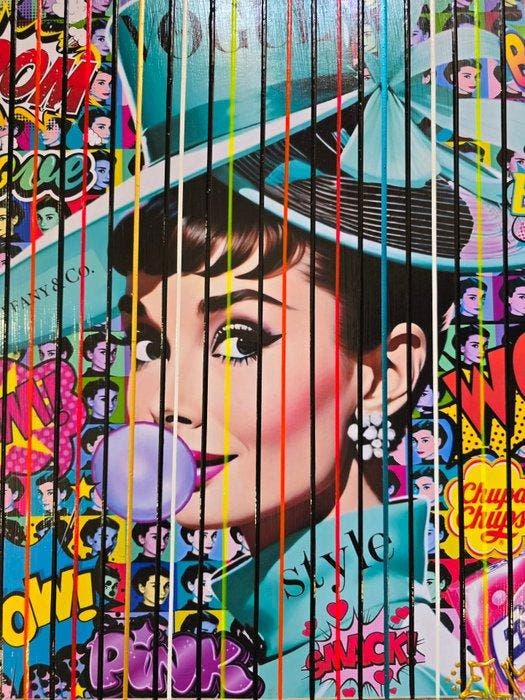 Elmago - Audrey hepburn pop bubble codebarre (large) luxe, Antiquités & Art, Art | Peinture | Moderne