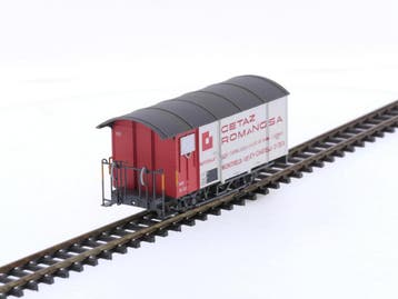 Schaal H0m Bemo gesloten goederenwagen Gk 522 Gataz Roman..., Gebruikt, Gelijkstroom, Overige typen, Ophalen of Verzenden