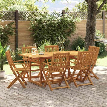 vidaXL 7-delige Tuinset 180x90x75 cm massief acaciahout, Verzenden, Tuinset