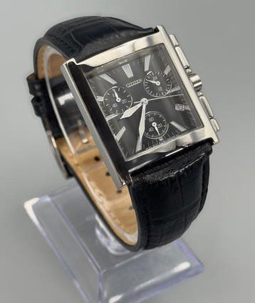 Citizen - Tank Chronograph – Curved Rectangular Case – Black, Nieuw